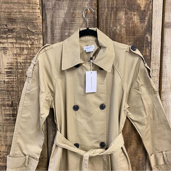 NWT Lovers and Friends Rachel Ridley Trench Coat Beige khaki belted Revolve M - Picture 12 of 13